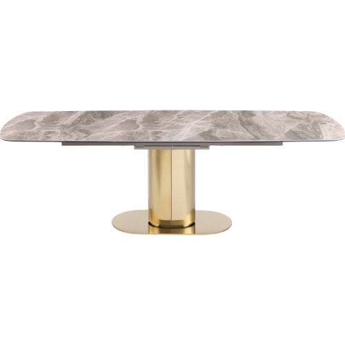 Karla 63" Ext Dining Table in Marbled Gray Stone & Brushed Gold